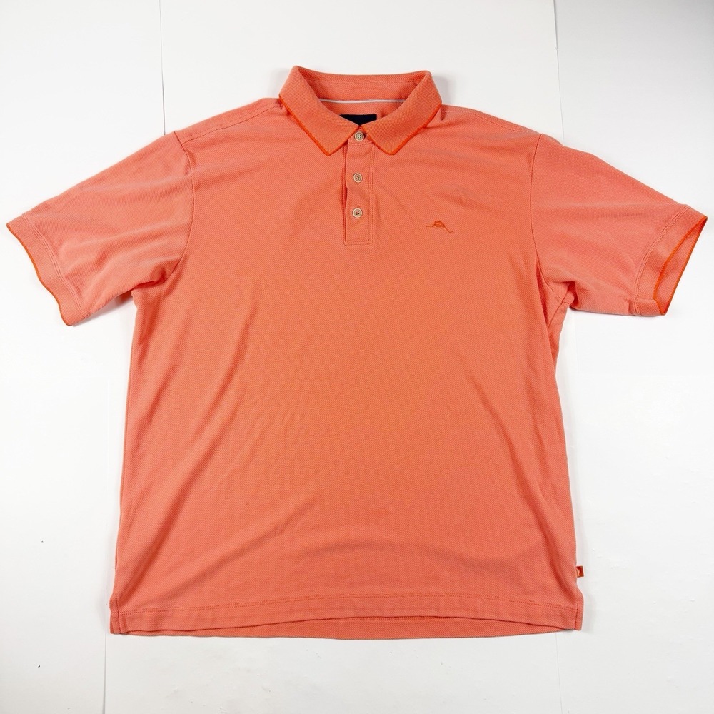 Tommy Bahama Men's Light‎ Orange Short Sleeve Polo Shirt Modal Large